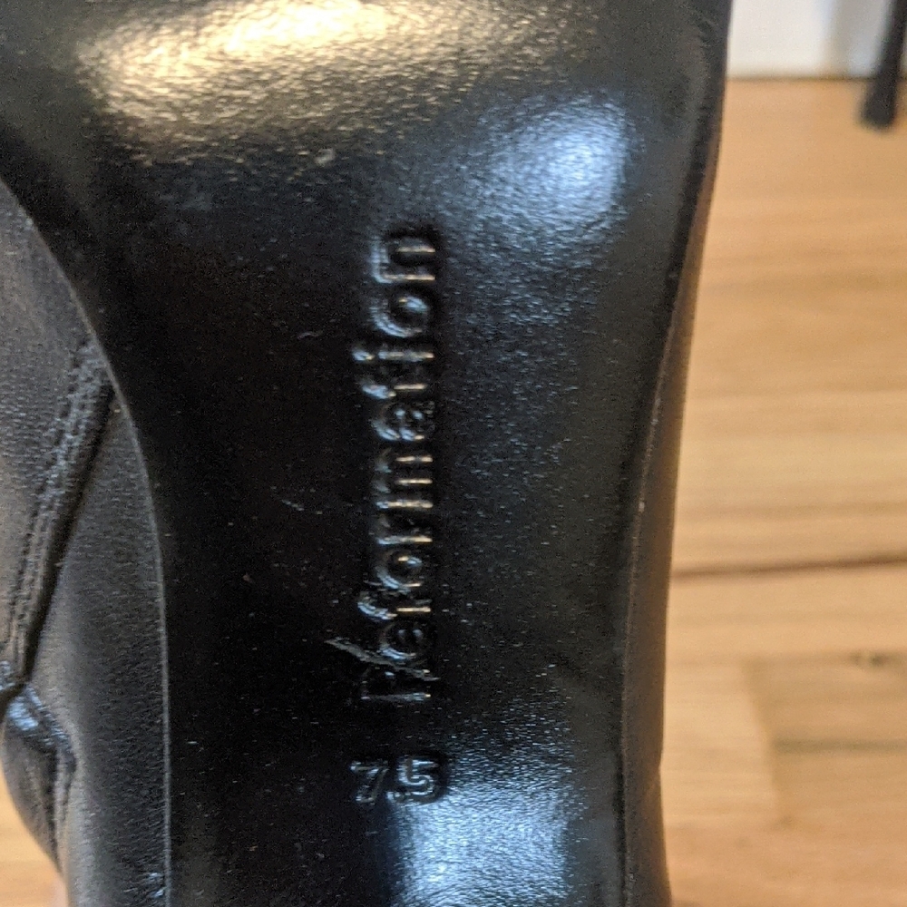 Reformation Evelyn Black Heeled Boots View 3